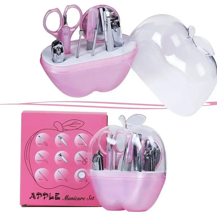 8 Pcs Pink Apple Style Mani Pedi Kit, Dead Skin Remover, 1 Kit