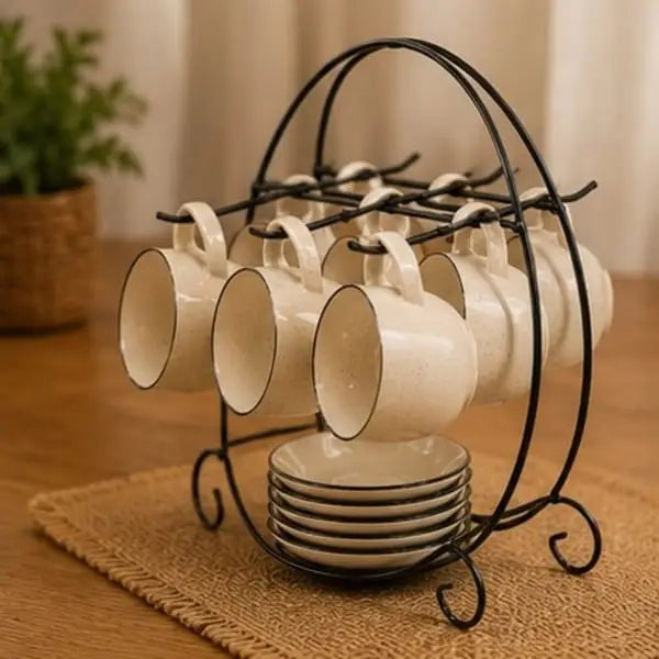 Mug Stand
 Coffee Cup Stand for Kitchen and Dining Table. The design of the suit is very elegant and romantic. perfect style design, exquisite colored glaze, glittering with gold. Price includes shipping cost.