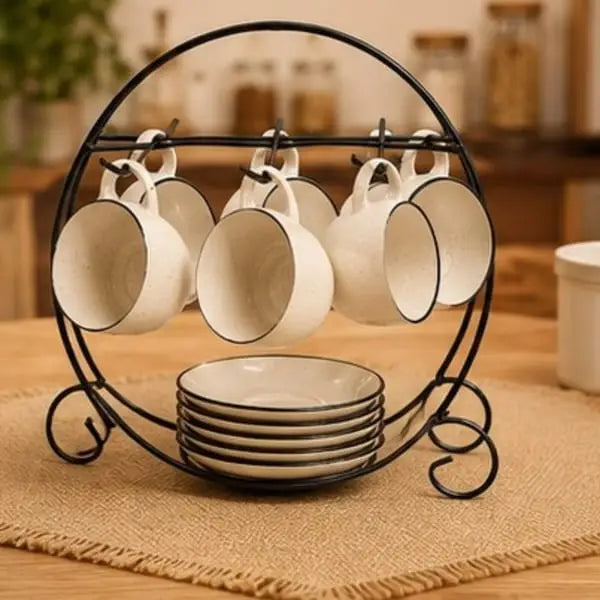 Mug Stand
 Coffee Cup Stand for Kitchen and Dining Table. The design of the suit is very elegant and romantic. perfect style design, exquisite colored glaze, glittering with gold. Price includes shipping cost.