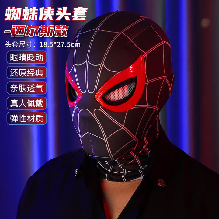 Tiktok-Style Spider-Man Headgear with Movable Eyes, Manual and Electric Blinking Mask, Spider-Man: Far from Home Helmet